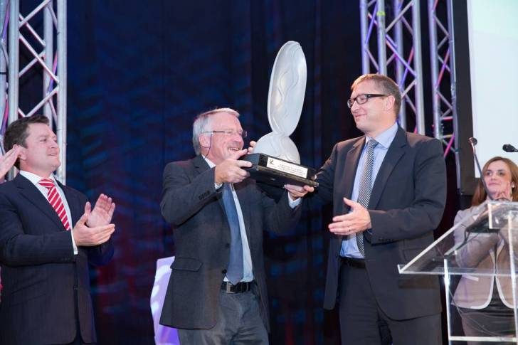Awarding of the inaugural IRF European Riverprize to the River Rhine. Image courtesy ICPR.