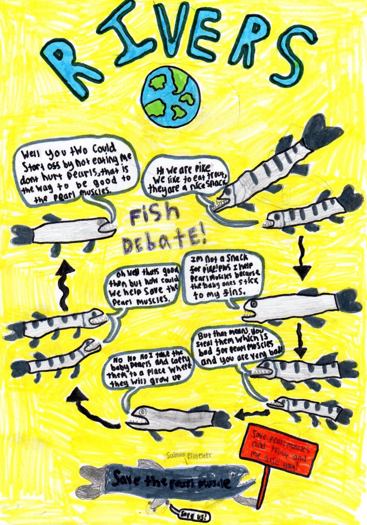 Poster made by schoolchildren as part of the Pearls in the Classroom project.  Image: Ness and Beauly Fisheries Trust